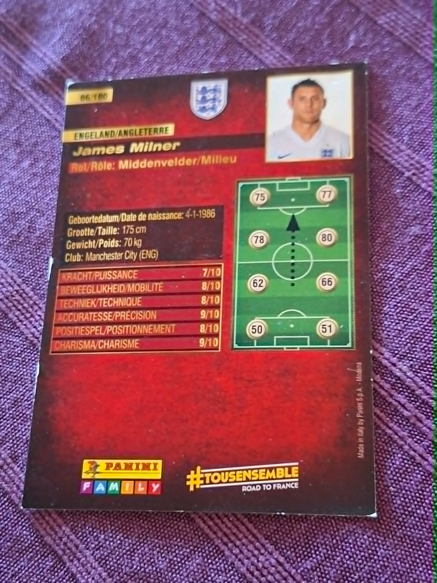 Panini / Voetbalkaart / James Milner / Engeland – photo 2
